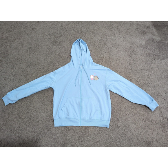 Hello Kitty x Pusheen Sanrio Full Zip Hoodie Womens Medium Blue Sweatshirt - Picture 1 of 5